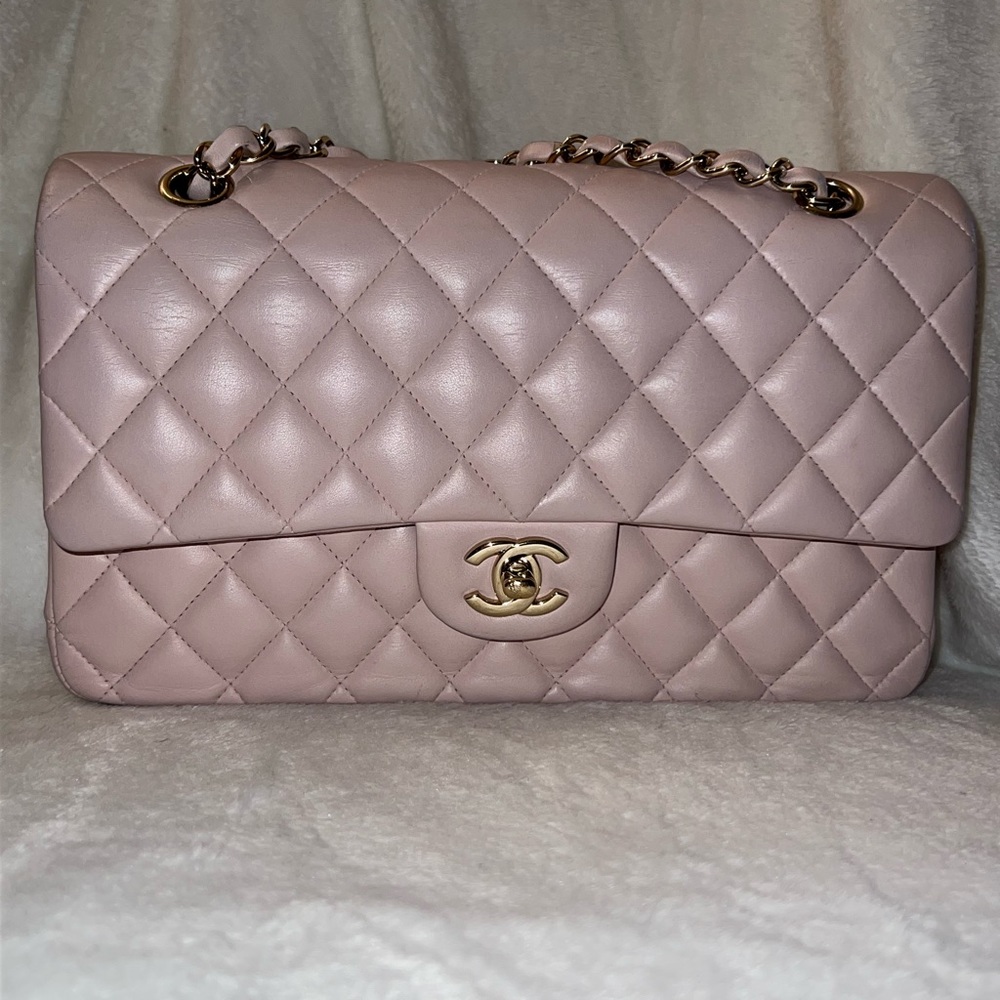 Chanel 13C medium classic flap light pink Lambskin